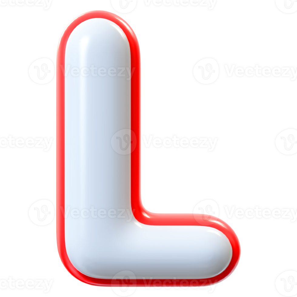 3D Font Letter L uppercase png