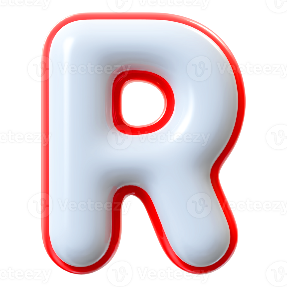 3D Font Letter R uppercase png