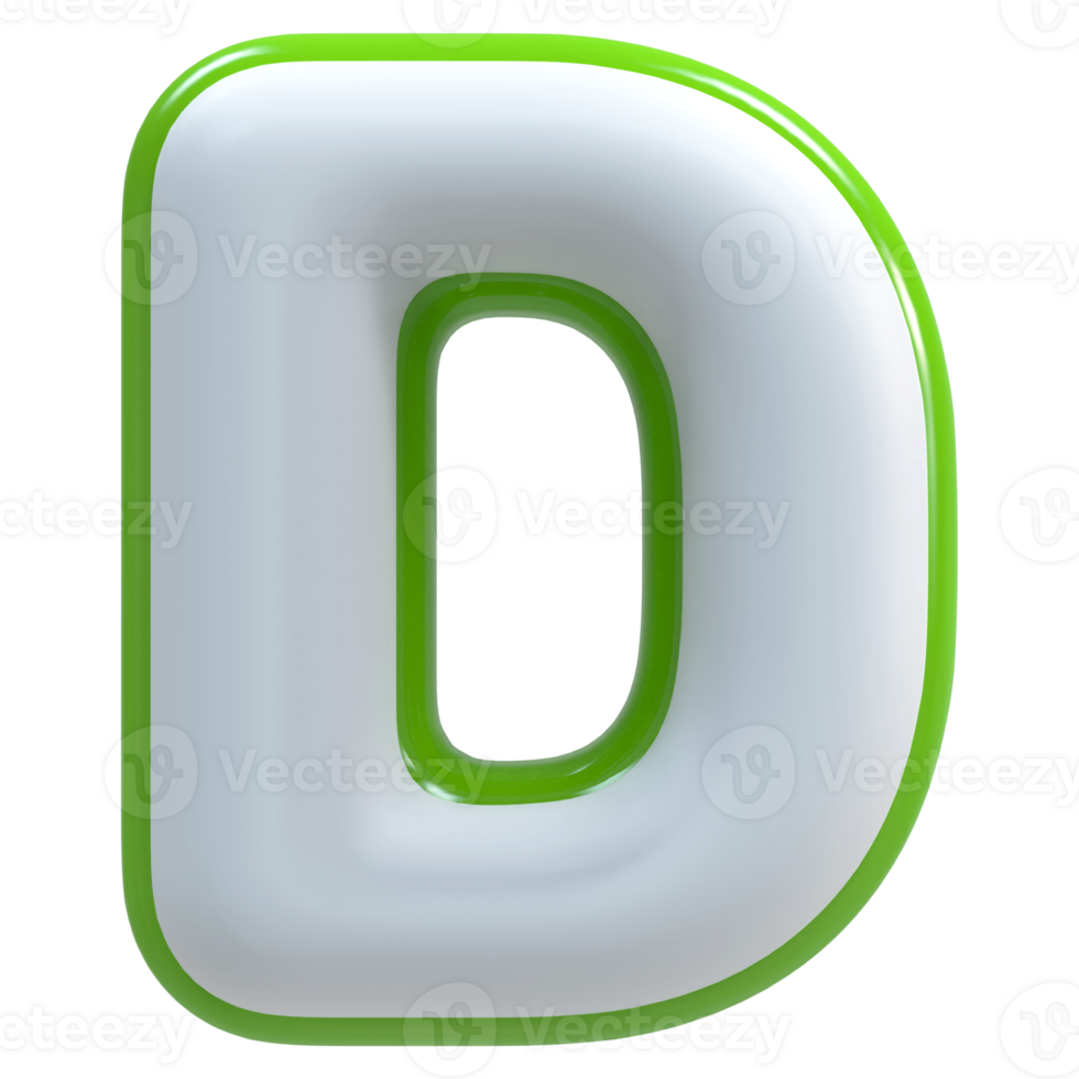 3D Font Letter D uppercase png