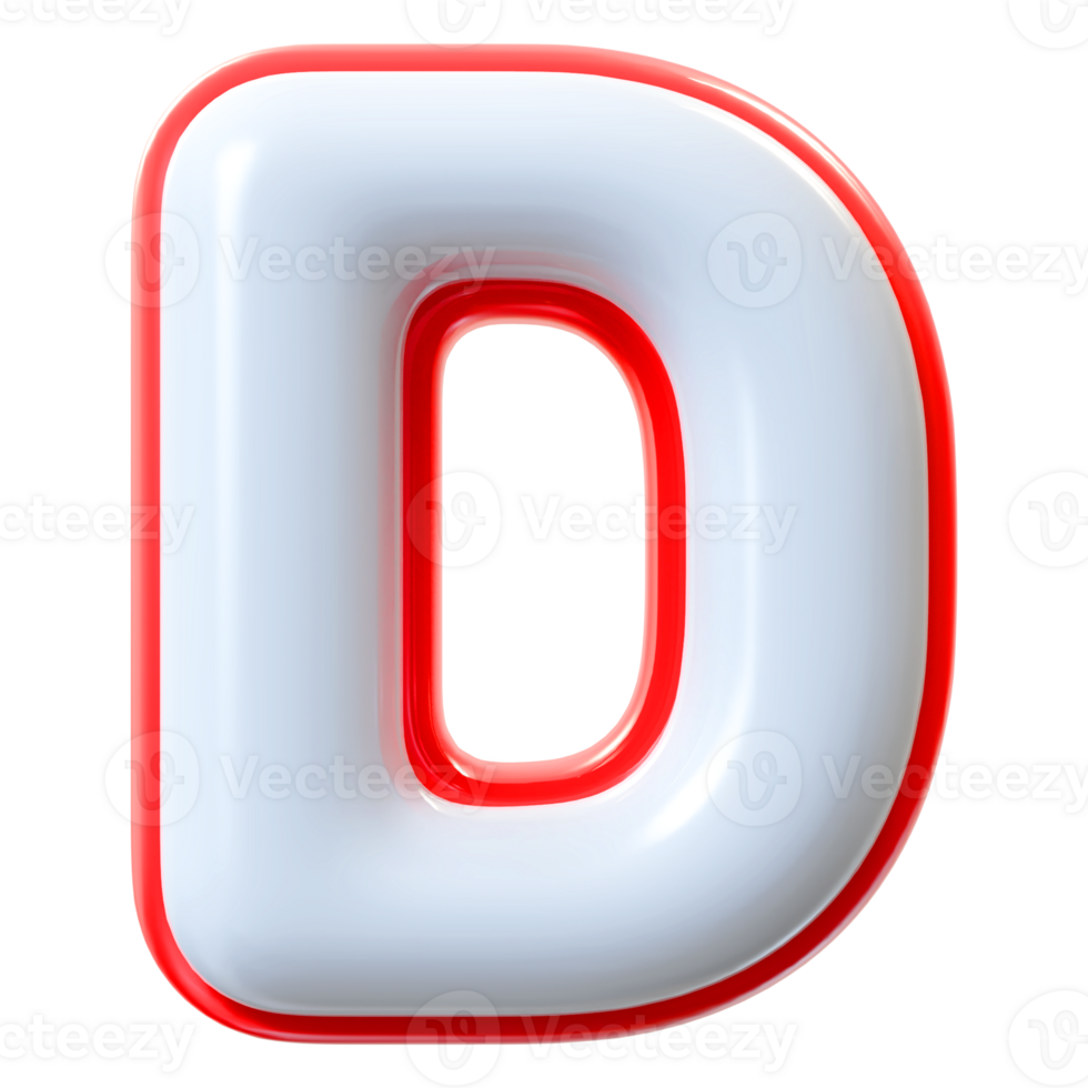 3D Font Letter D uppercase png