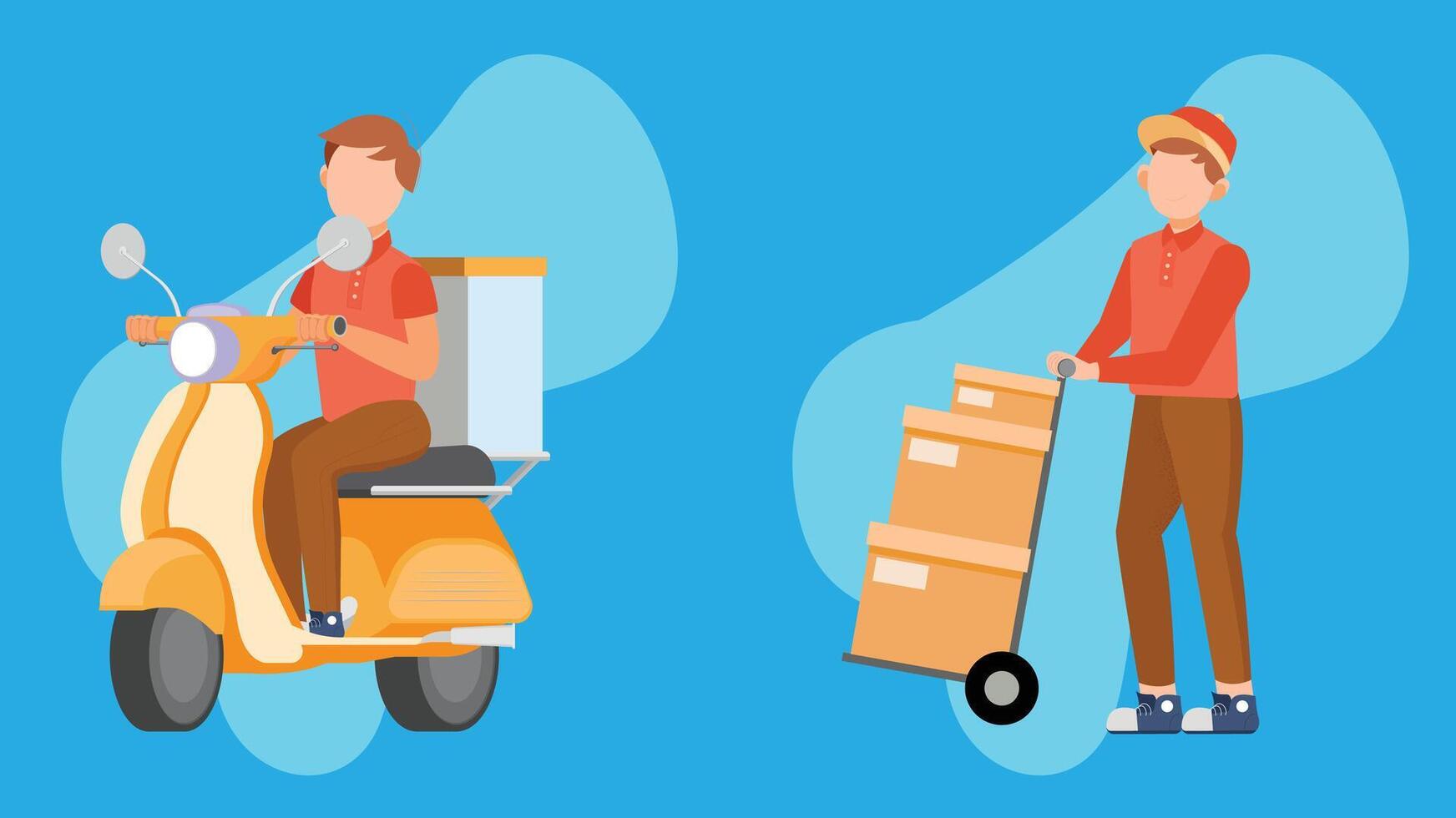 Fast Package Delivery man illustration vector