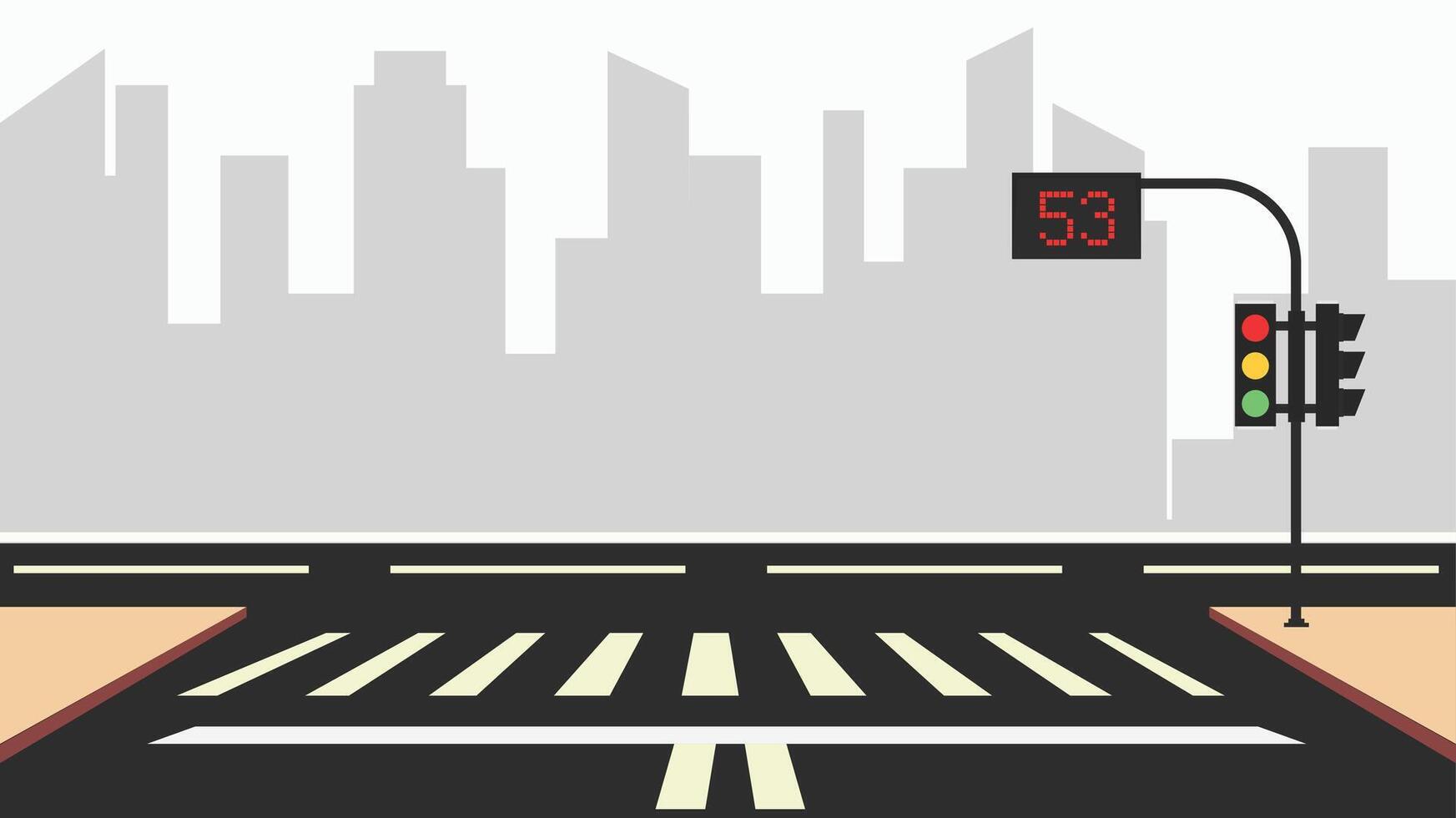 City streets background with buildings and traffic lights illustration vector