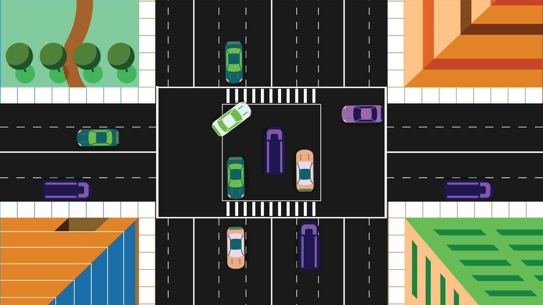 City streets background with buildings and traffic lights illustration vector