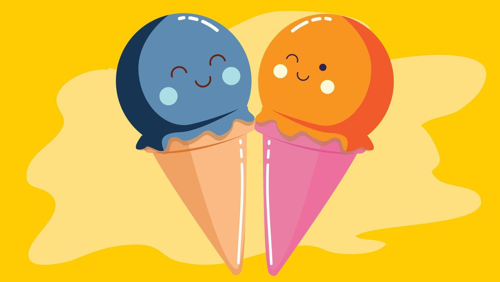 Ice cream cones fast food isolated graphic vector