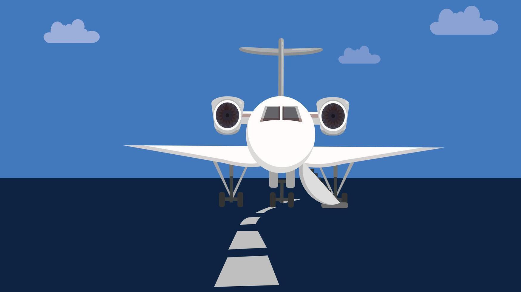 Airplane on a runway in an air field isolated transportation vector