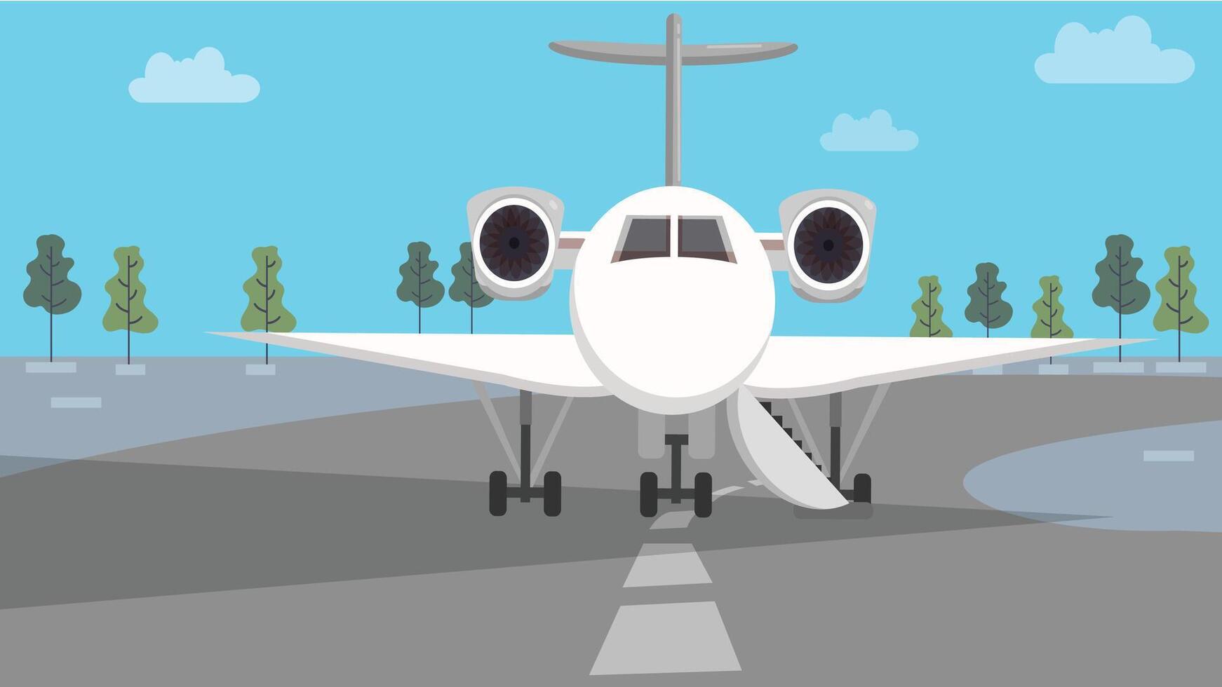 Airplane on a runway in an air field isolated transportation vector