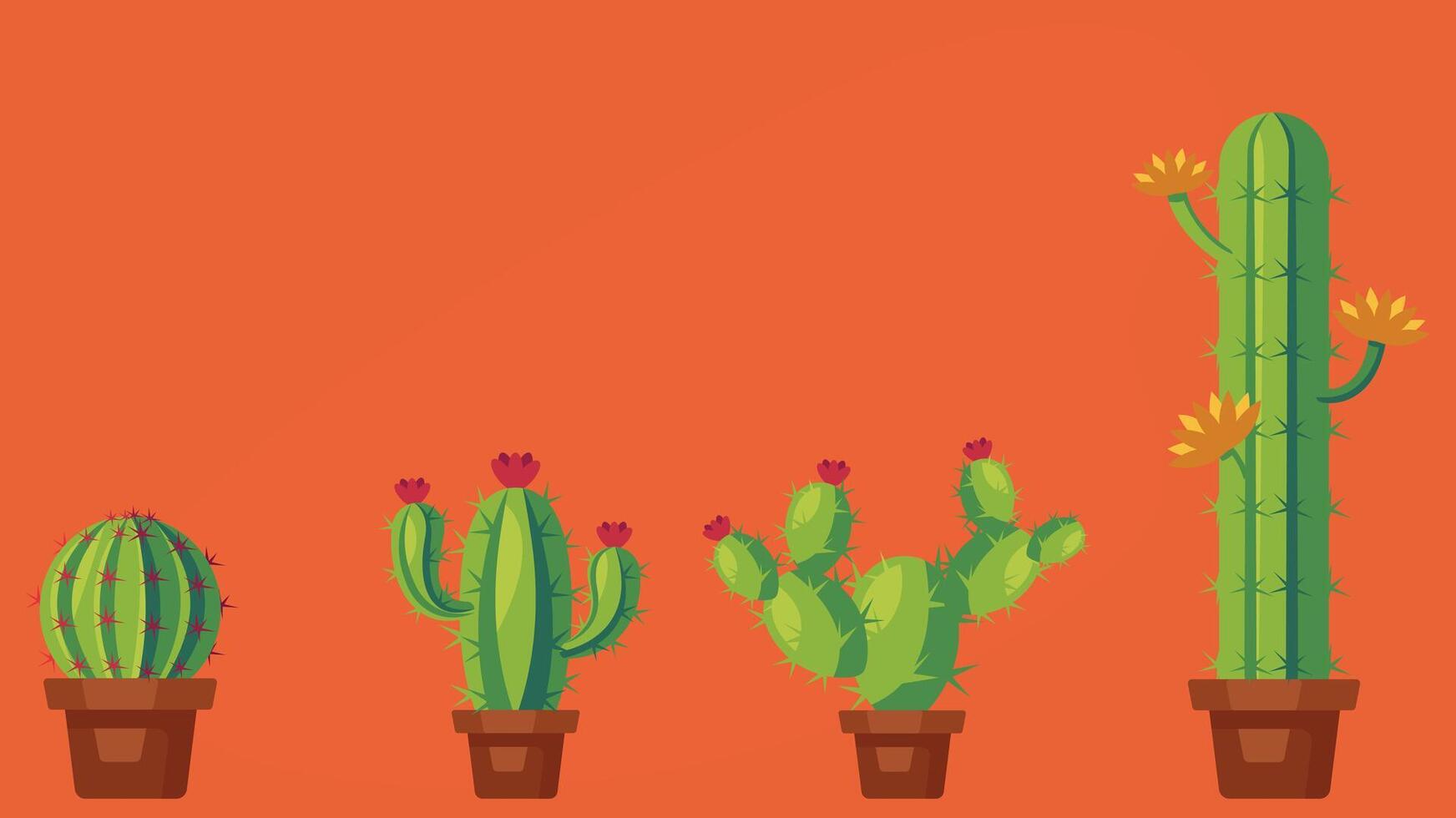 Plants and cactus in pots isolated icons vector
