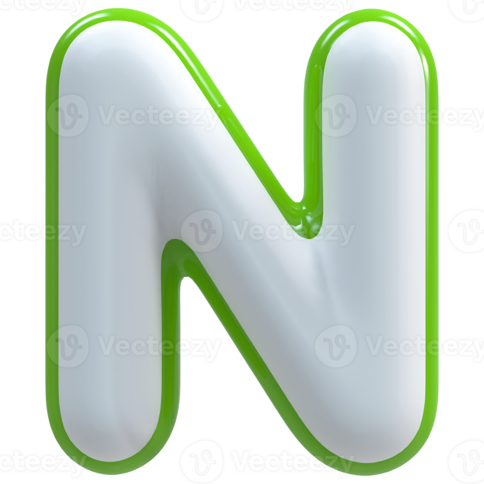 3D Font Letter N uppercase png