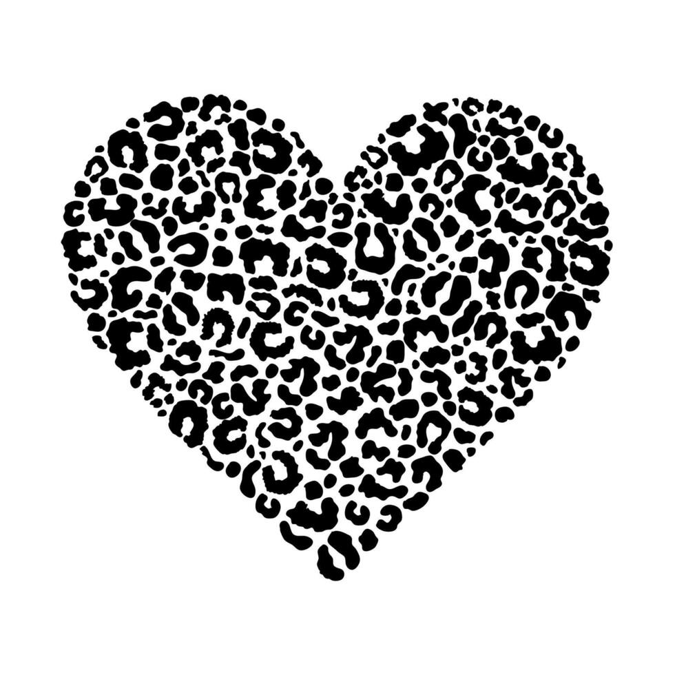 Leopard print heart vector