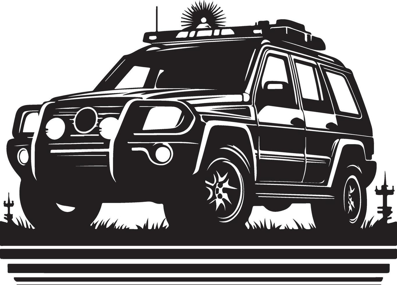 Car black and white Silhouette illustration vector