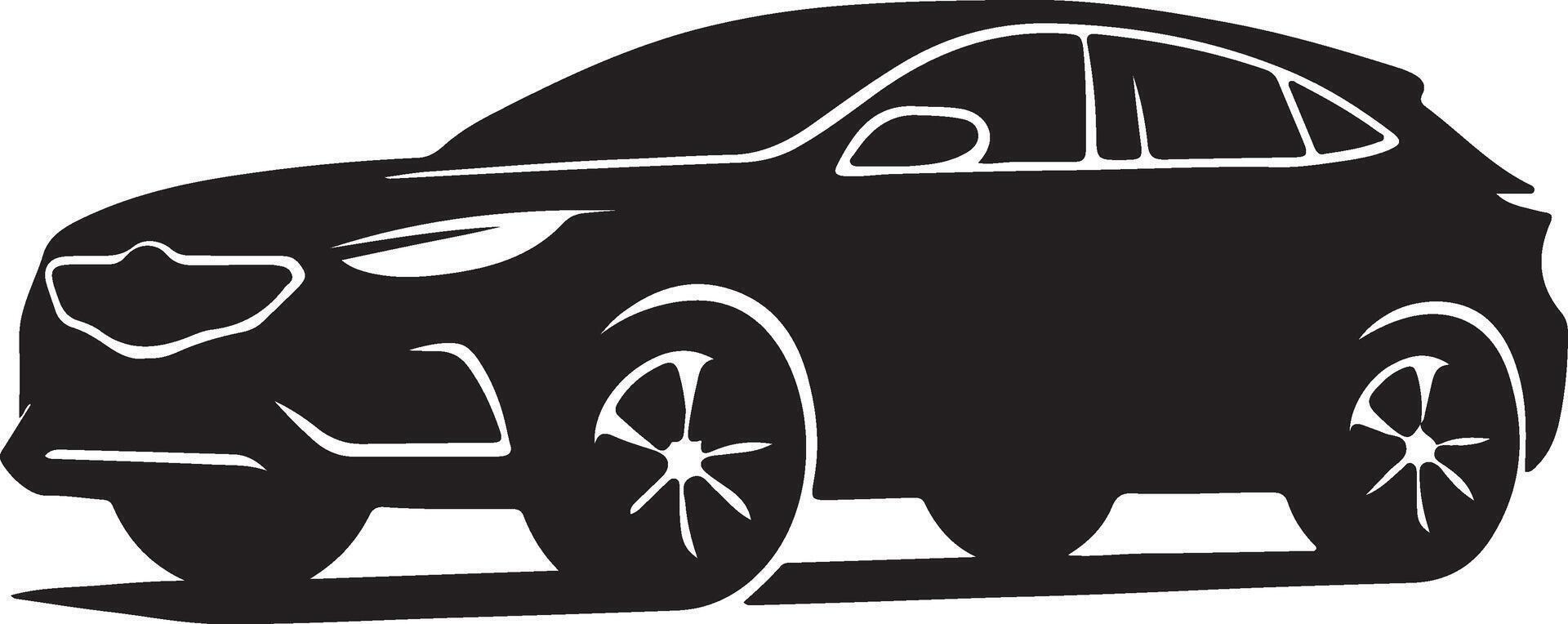 Car black and white Silhouette illustration vector
