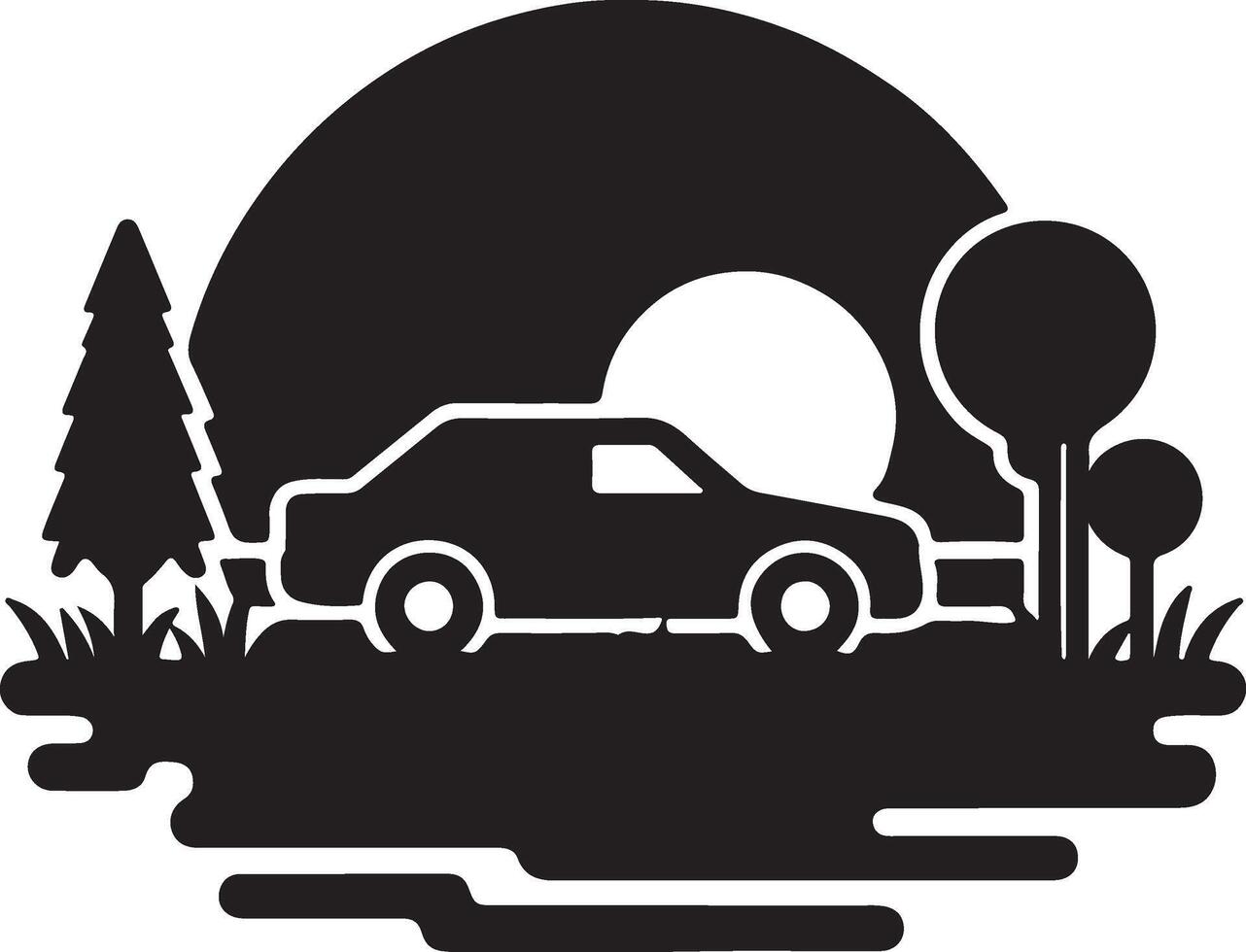 Car black and white Silhouette illustration vector