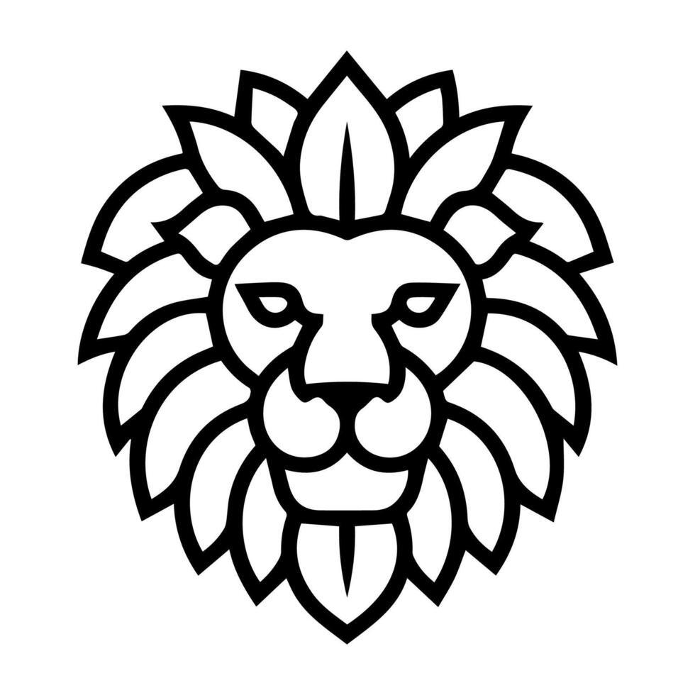 Lion Oak logo or modern line icon. line art and icon design with bold outline. Black and white Pixel Perfect minimalistic symbol isolate white background. Creative logotype vector