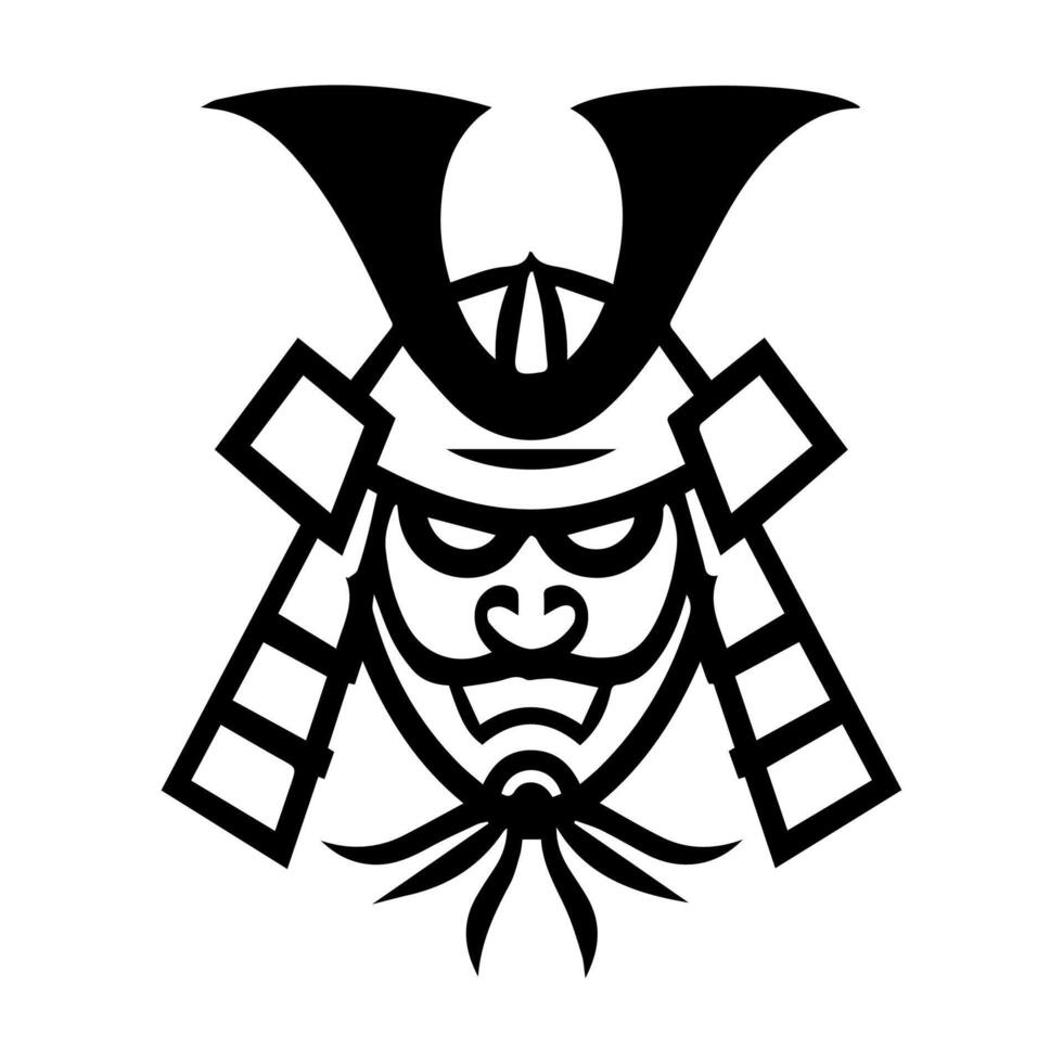 Samurai logo or modern line icon. line art and icon design with bold outline. Black and white Pixel Perfect minimalistic symbol isolate white background. Creative logotype vector
