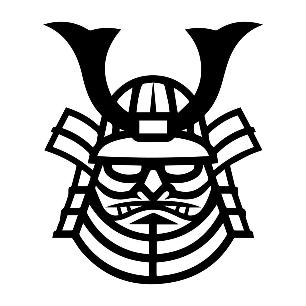 Samurai logo or modern line icon. line art and icon design with bold outline. Black and white Pixel Perfect minimalistic symbol isolate white background. Creative logotype vector
