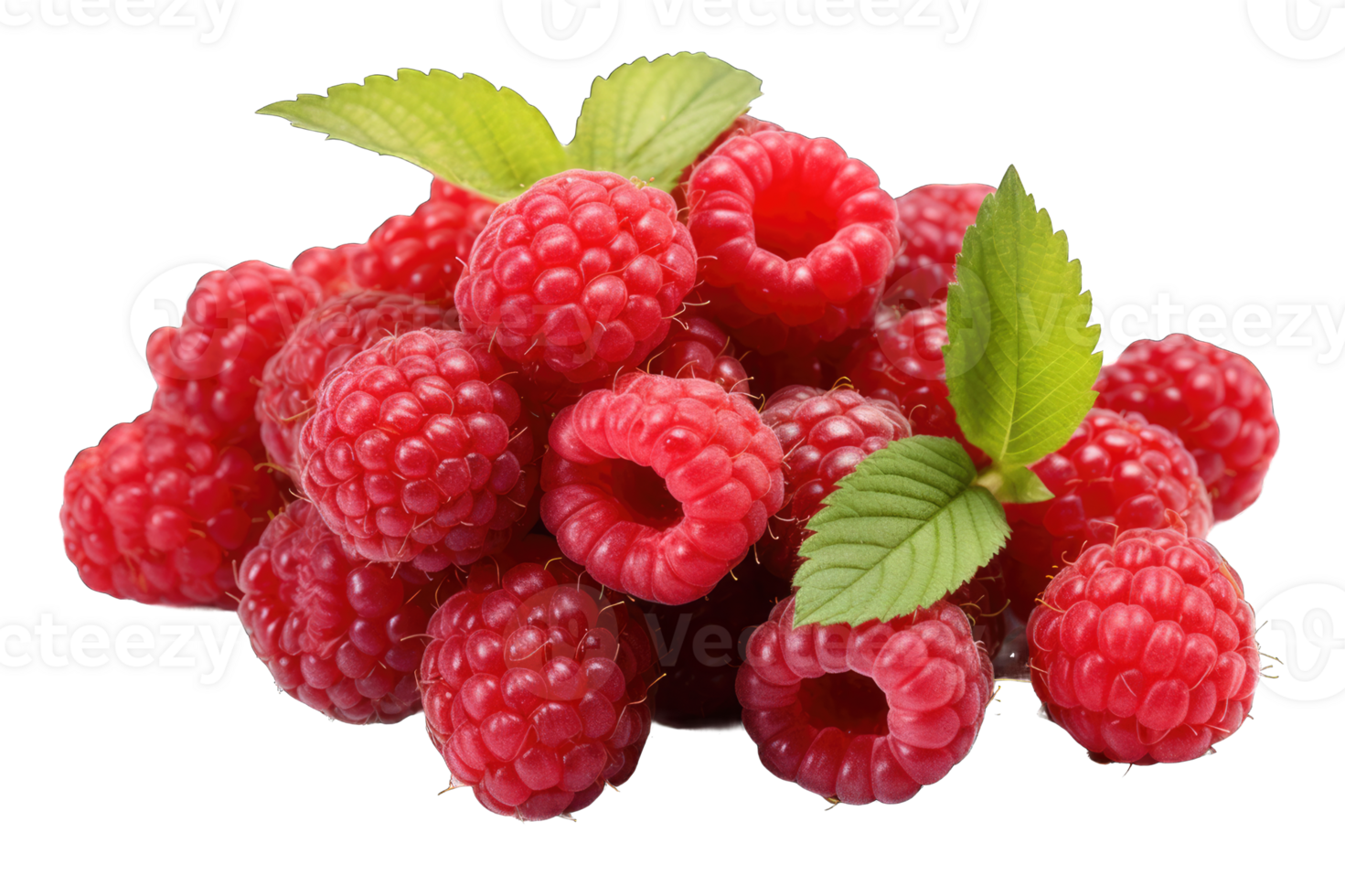 Red berry with leaves fresh fruit transparent background cutout png