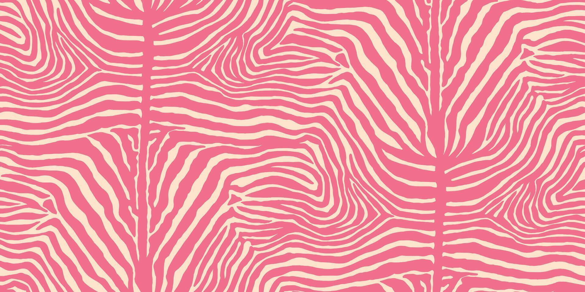 Trendy pink zebra animal skin pattern on light yellow background. Seamless for fabric, textile, clothes vector