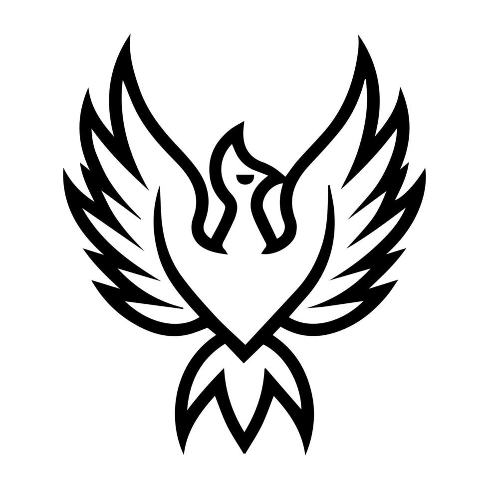 Phoenix logo or modern line icon. line art and icon design with bold outline. Black and white Pixel Perfect minimalistic symbol isolate white background. Creative logotype vector