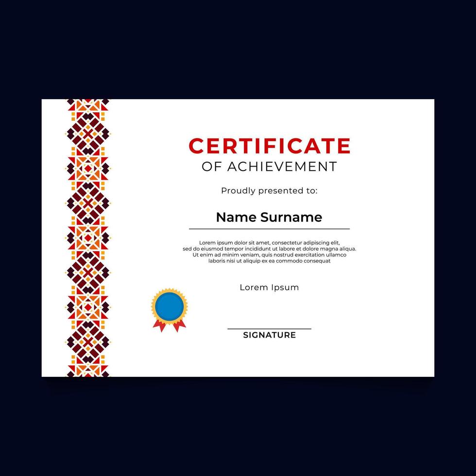 Oriental Geometric Certificate Template Design vector