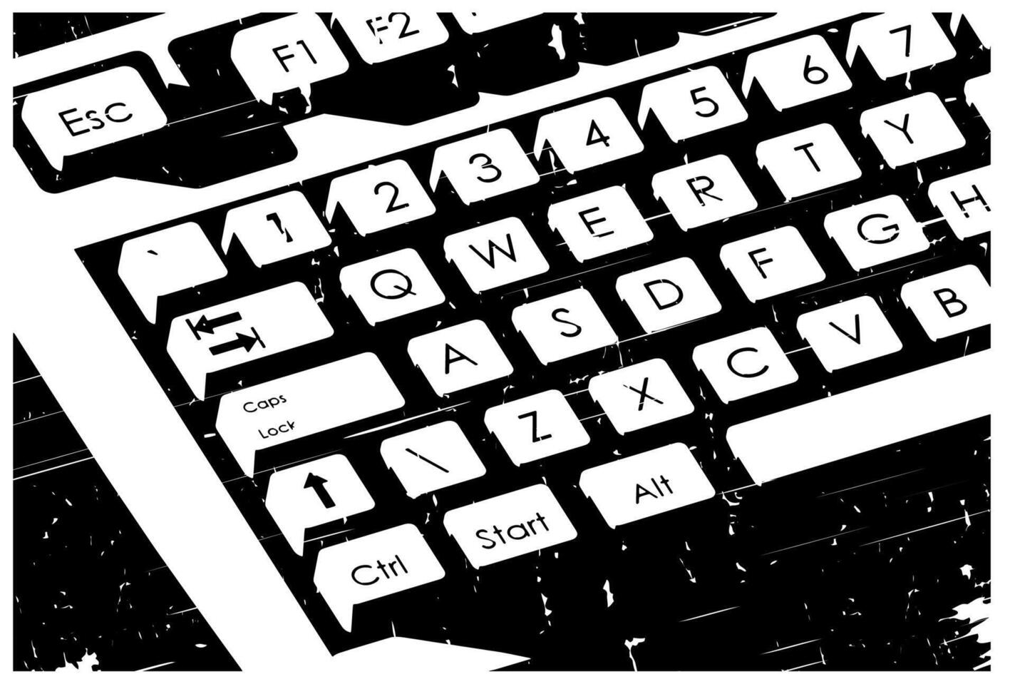 Keyboard close up retro poster vector