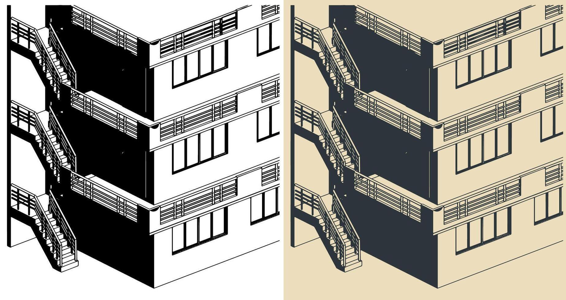 Hotel close up isometric illustrations vector