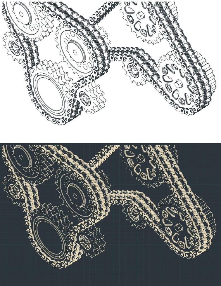 Chain drive and gears vector
