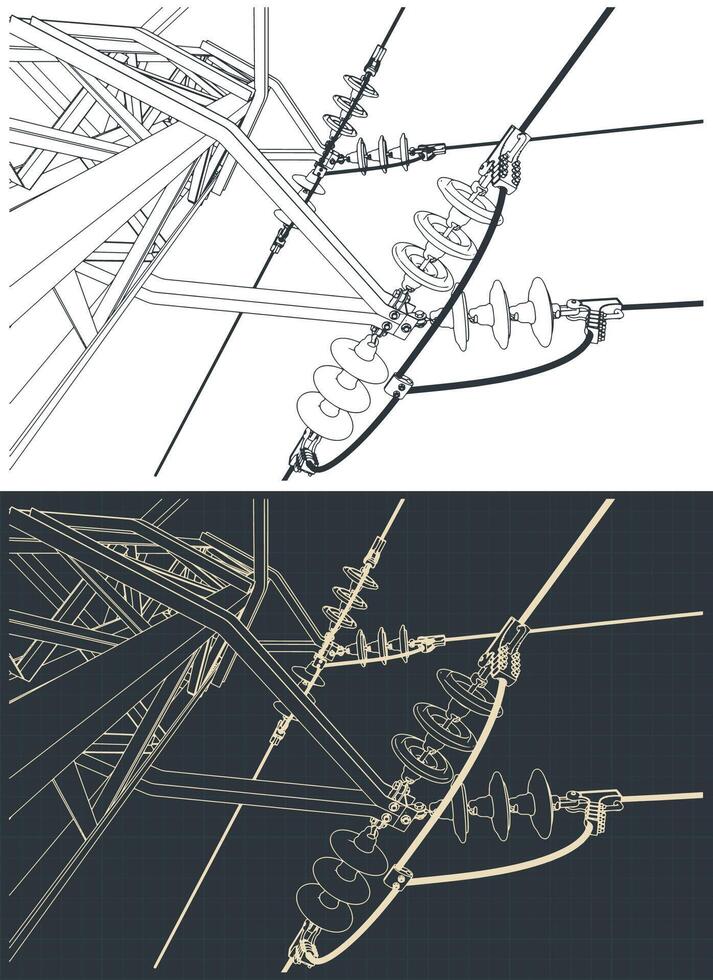 High voltage line closeup vector