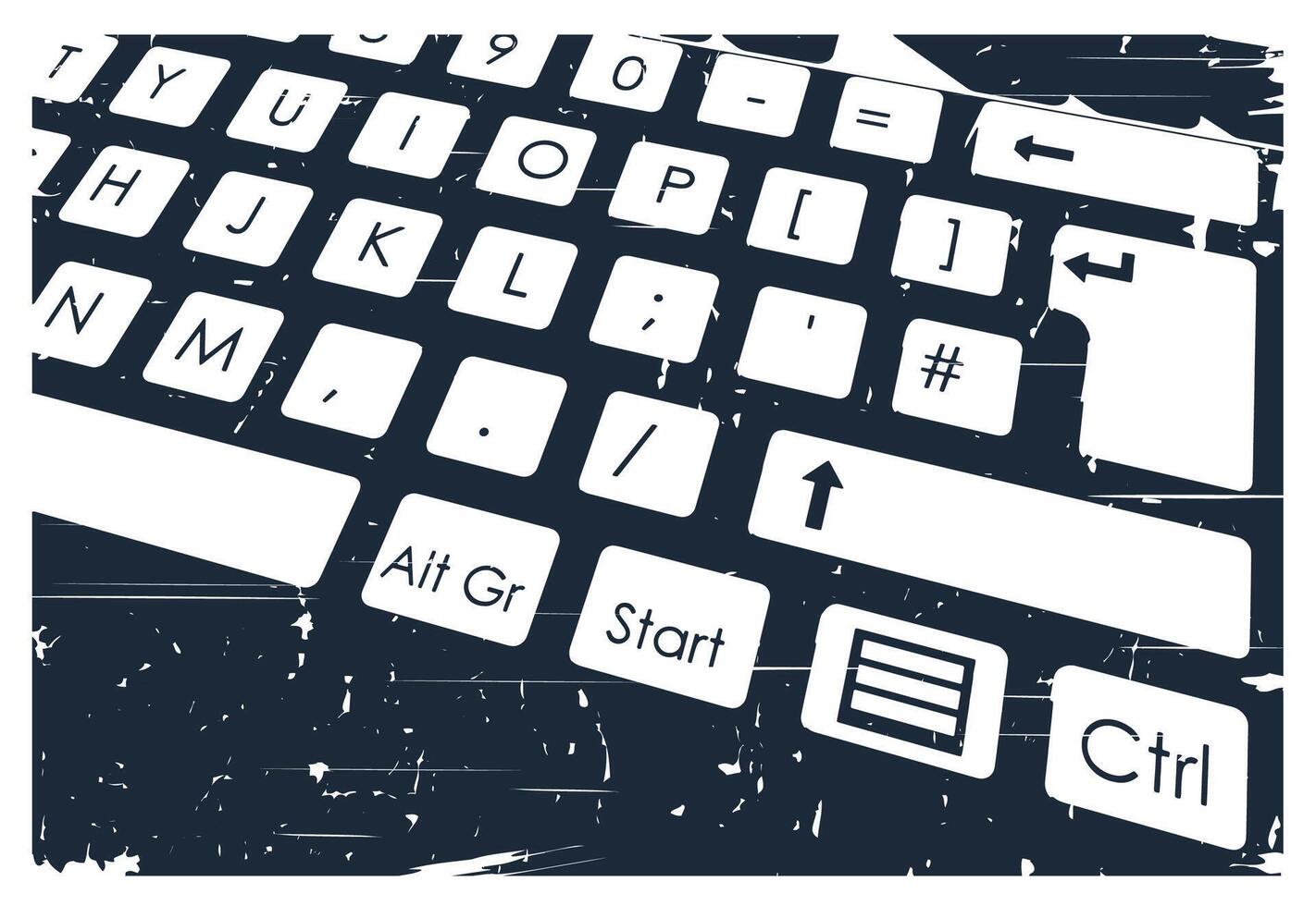 Mechanical keyboard close up retro poster vector