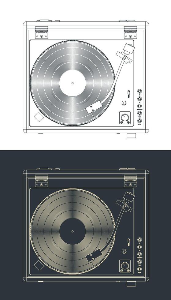 Turntable vinyl sketches vector