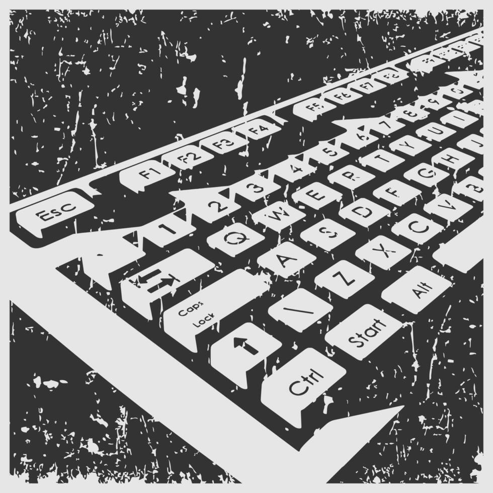 Retro keyboard close up vector