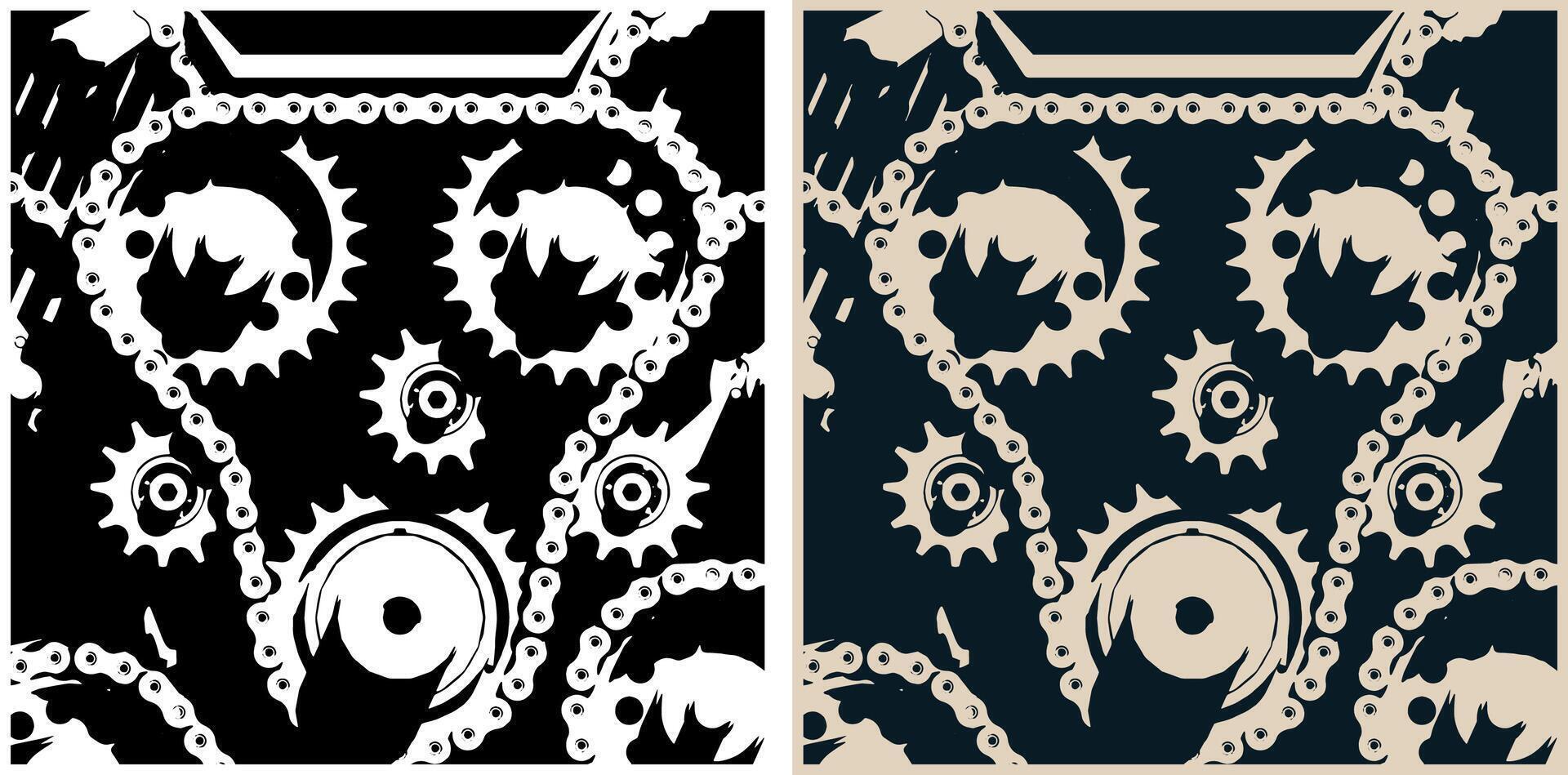 Mechanisms close up illustrations vector