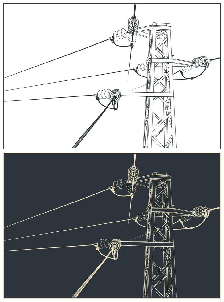 High voltage line illustrations vector