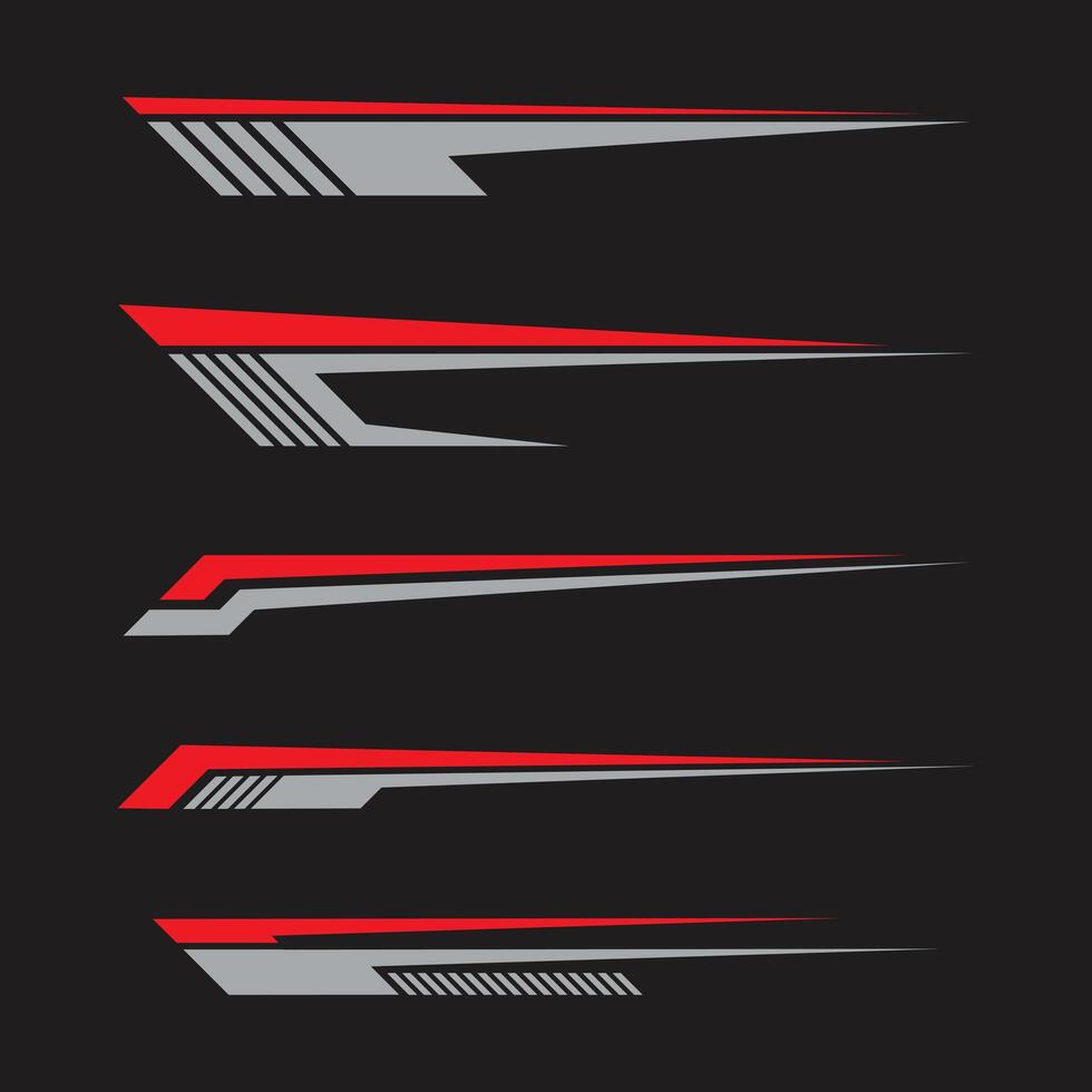 Collection of racing geometry striped car wrap decals vector