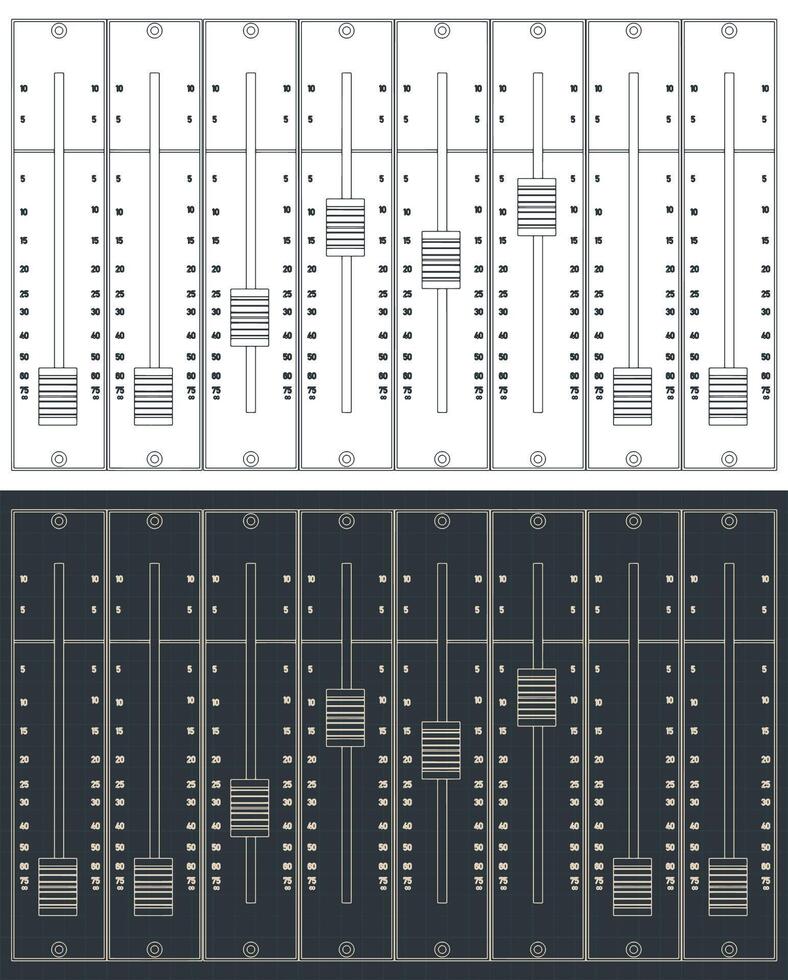 Sliders or faders control board blueprints vector