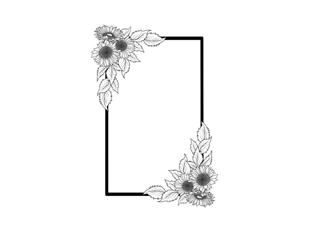 Flower Line Art Frame Background vector