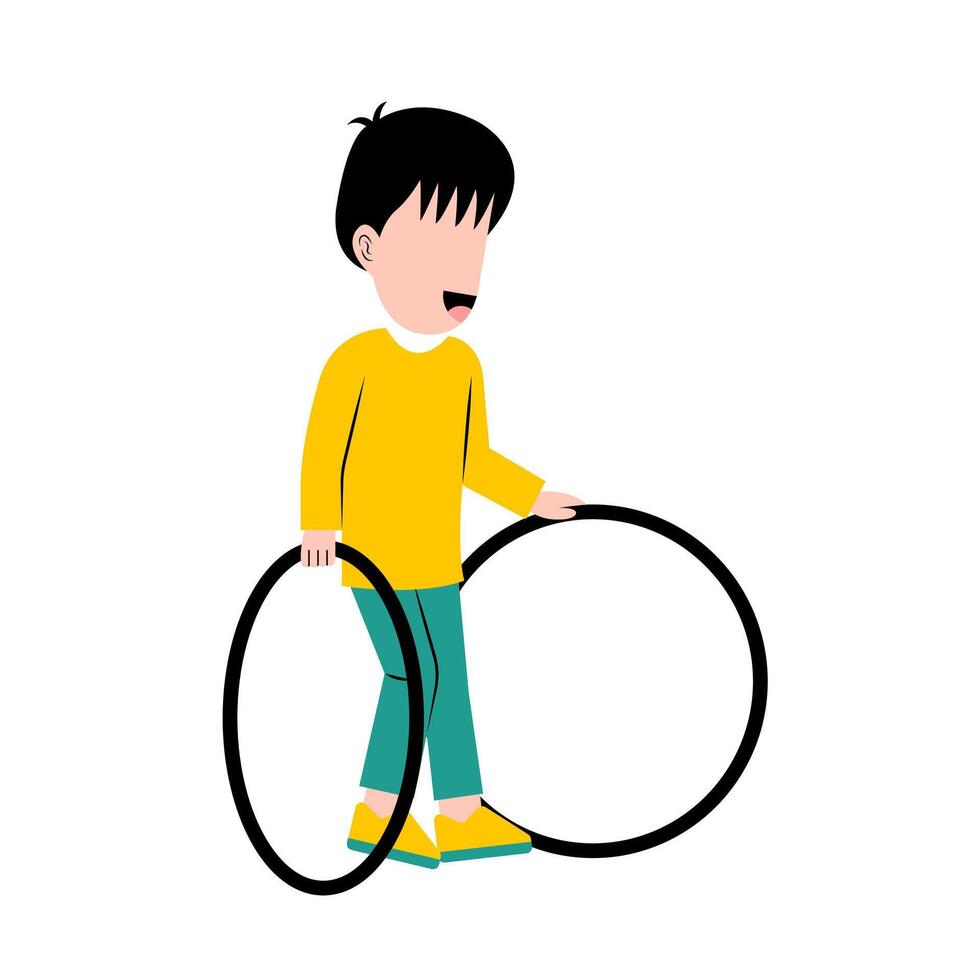 Little Boy Playing Hula Hoop vector