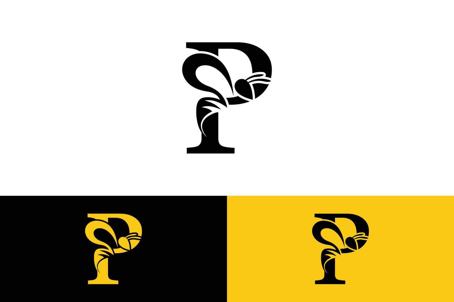 letter p design with bee design illustration concept vector