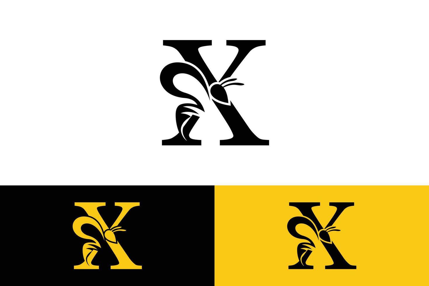 letter x design with bee design illustration concept vector