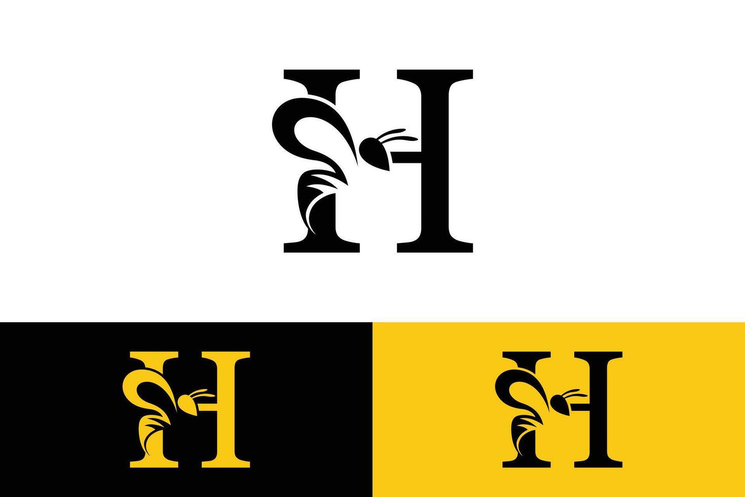letter h design with bee design illustration concept vector