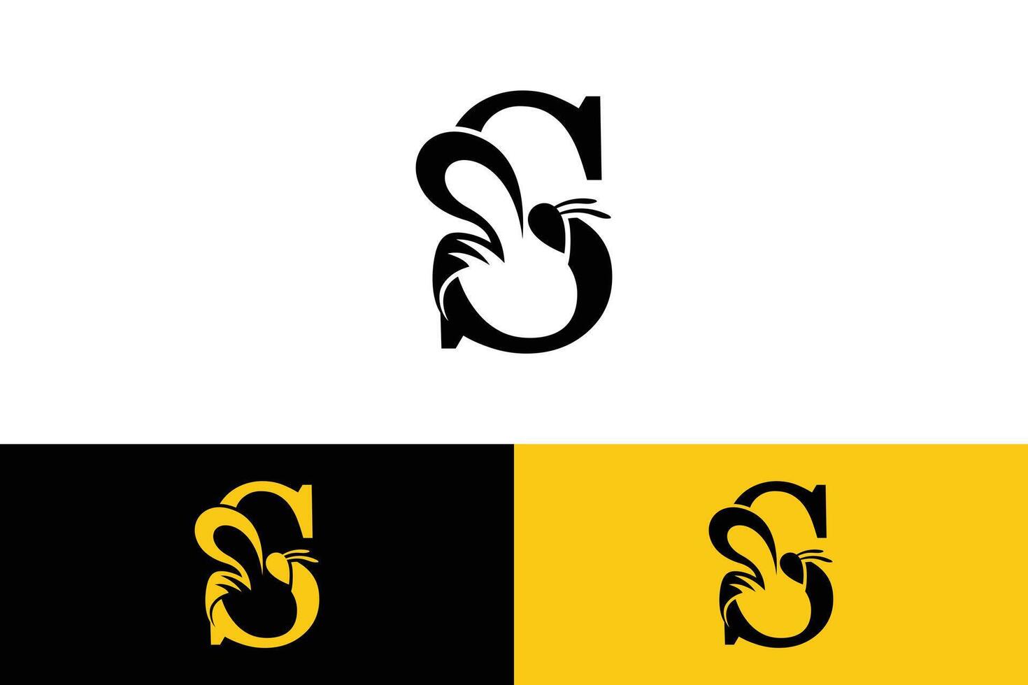 letter s design with bee design illustration concept vector