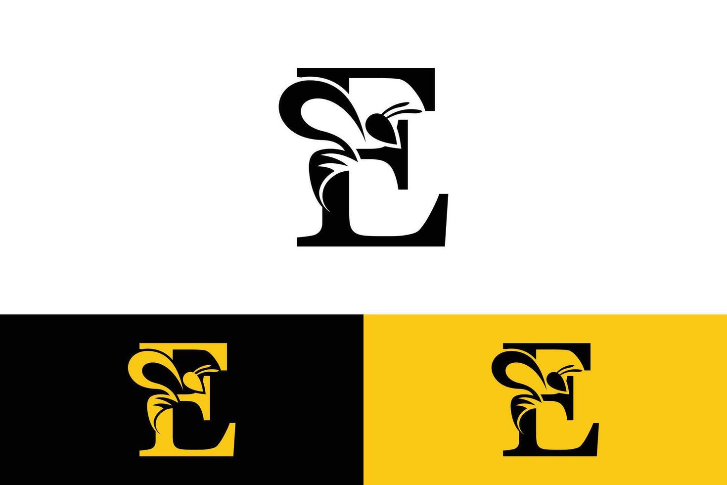 letter e design with bee design illustration concept vector