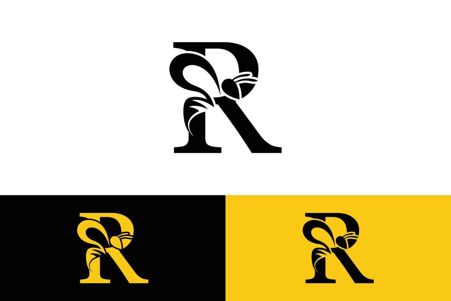 letter r design with bee design illustration concept vector