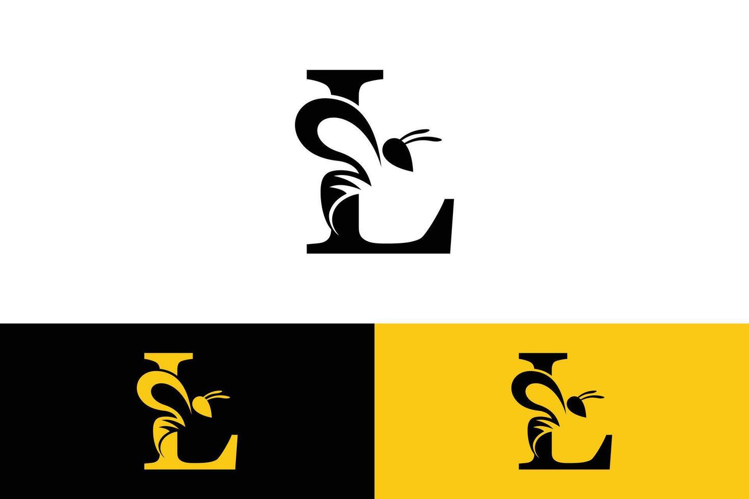 letter l design with bee design illustration concept vector