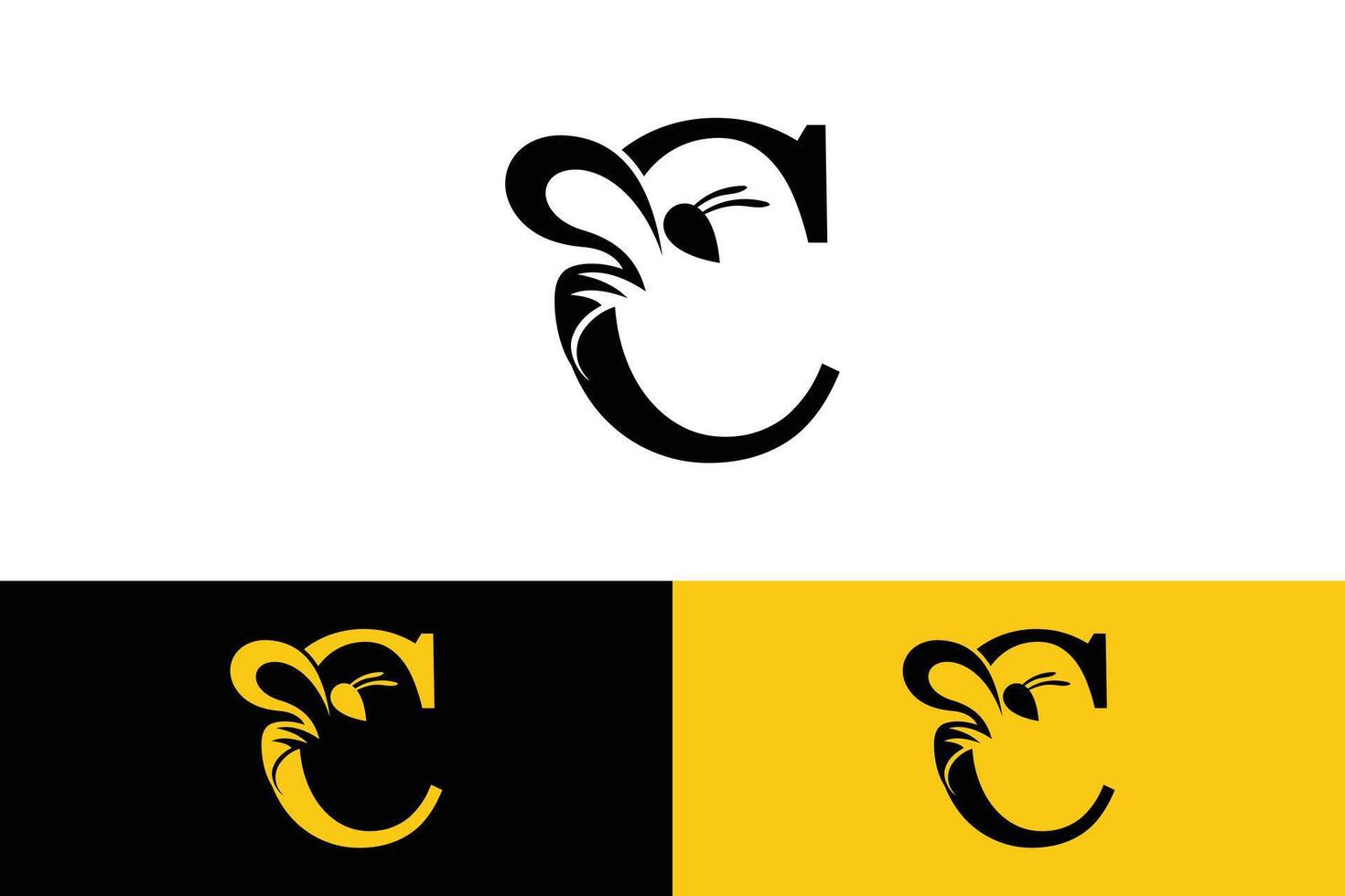 letter c design with bee design illustration concept vector