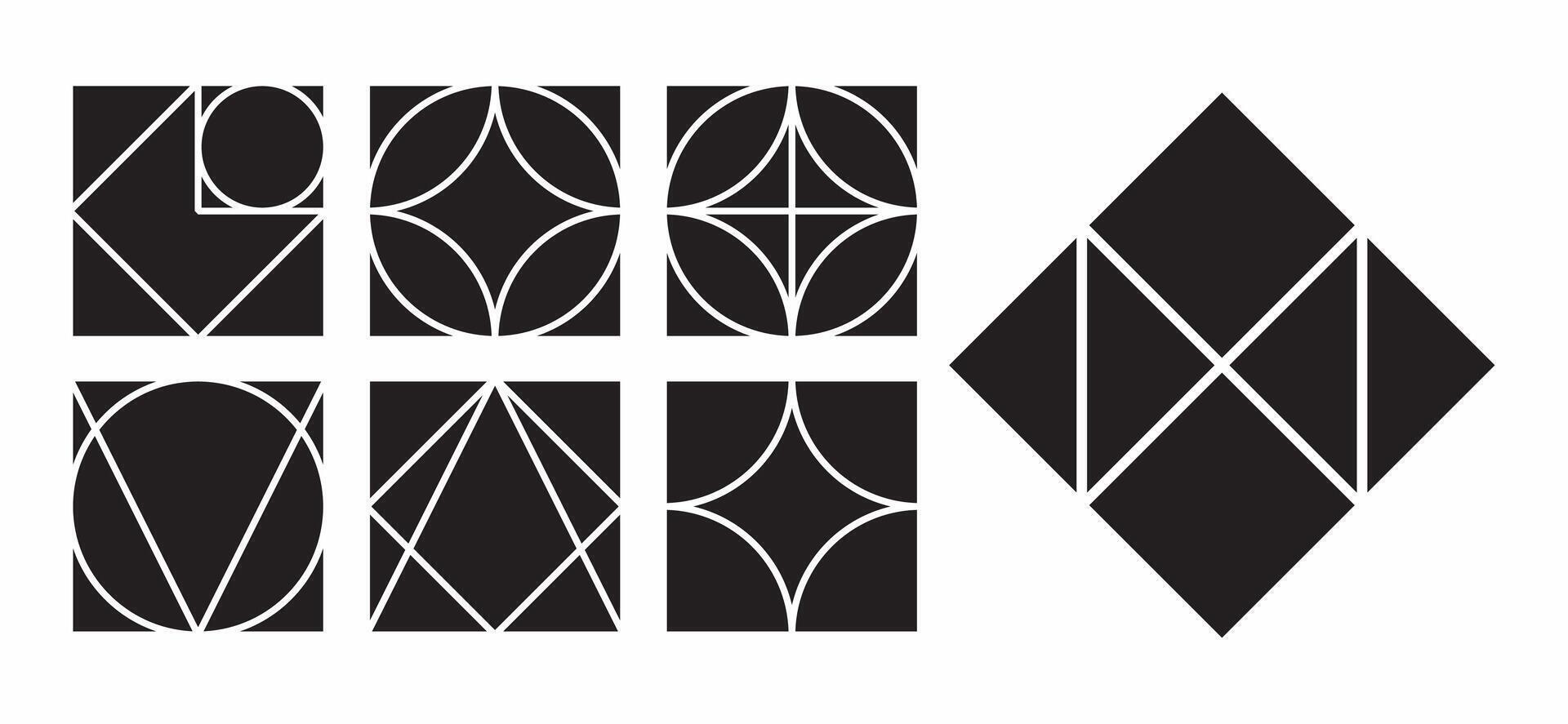 Basic shape for element design, set. Editable icon for graphic design. Black and white flat icon. vector