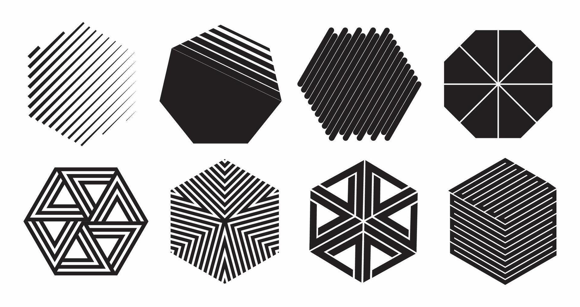 Basic shape for element design, set. Editable icon for graphic design. Black and white flat icon. vector