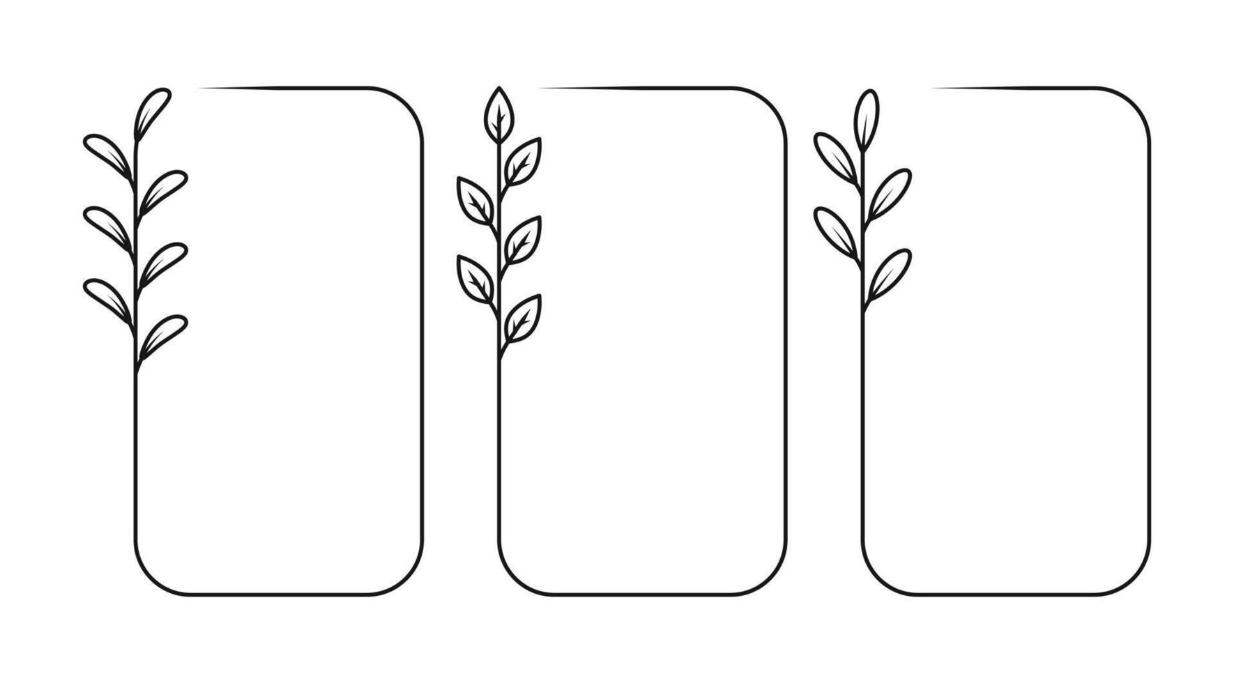 Set of floral square frame vector