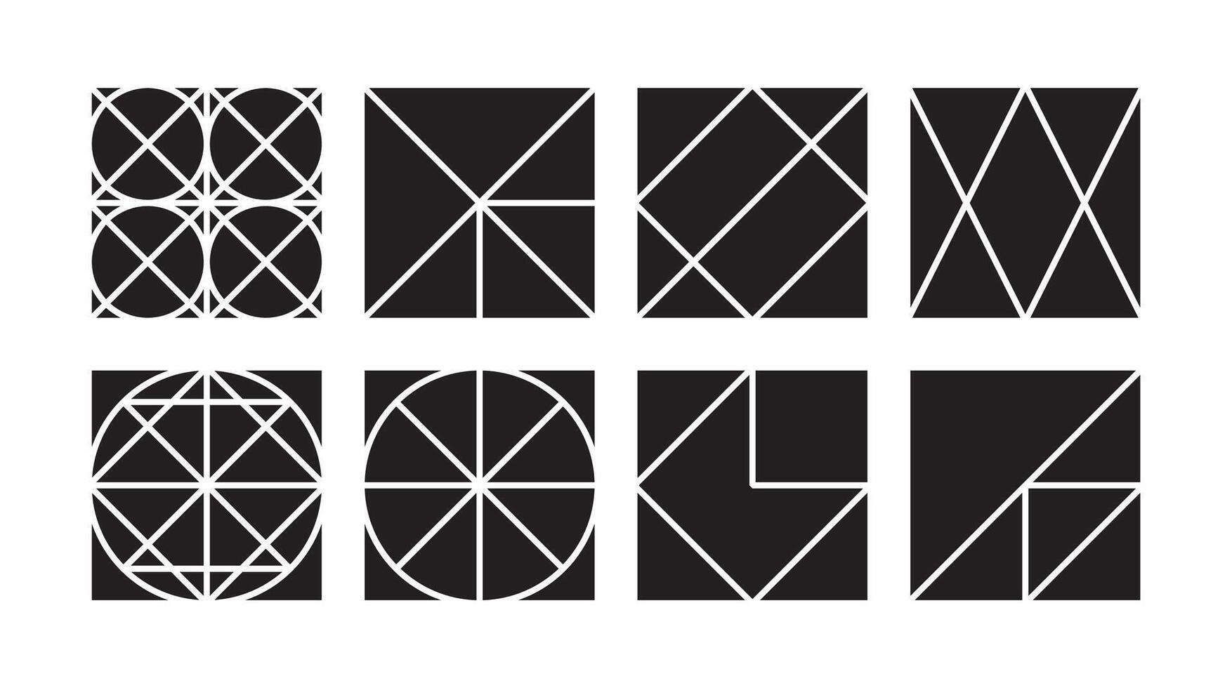 Basic shape for element design, set. Editable icon for graphic design. Black and white flat icon. vector