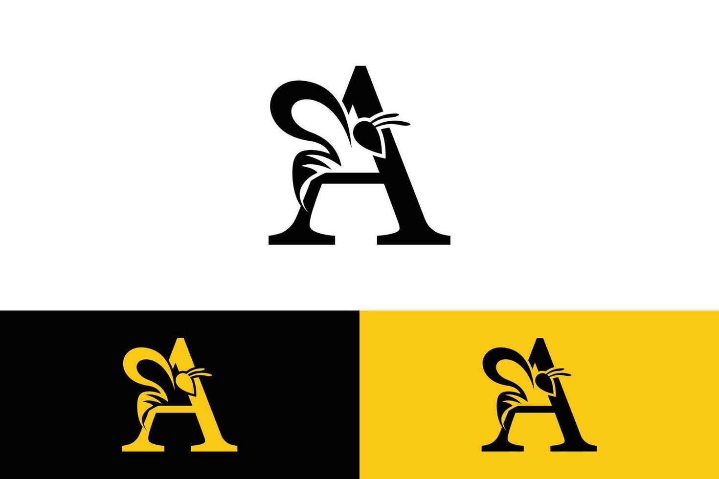 letter a design with bee design illustration concept vector