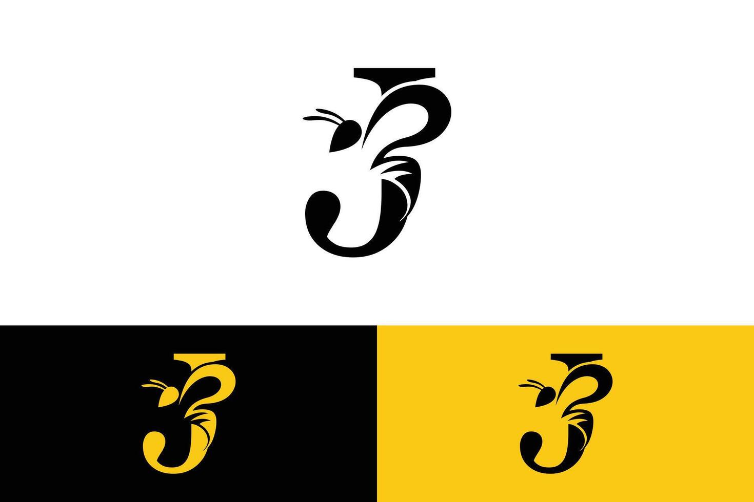 letter j design with bee design illustration concept vector